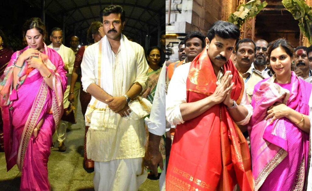 राम चरण अपने जन्मदिन पर परिवार के साथ तिरुमाला मंदिर गए। Ram charan visits tirumala temple with family on his birthday